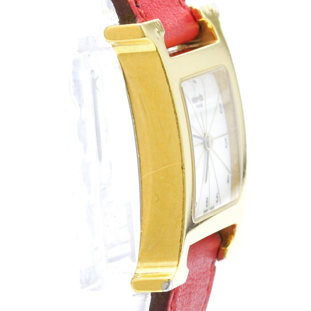HERMES H Watch Gold Plated Leather Quartz Ladies Watch HH1.201 - Picture 8 of 8